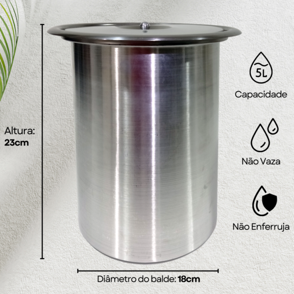 Lixeira de Embutir Pia Gourmet Aço Inox 5L com Balde de Alumínio Escovado - Image 3