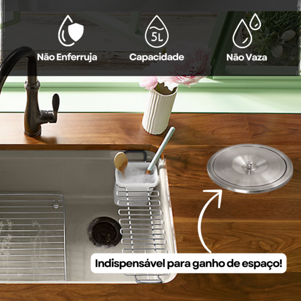 Lixeira de Embutir Pia Gourmet Aço Inox 5L com Balde de Alumínio Escovado - Image 7
