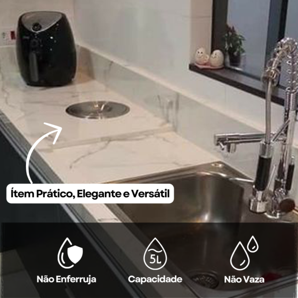 Lixeira de Embutir Pia Gourmet Aço Inox 5L com Balde de Alumínio Escovado - Image 8