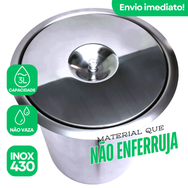 Lixeira de Embutir Pia Gourmet Aço Inox 3 litros