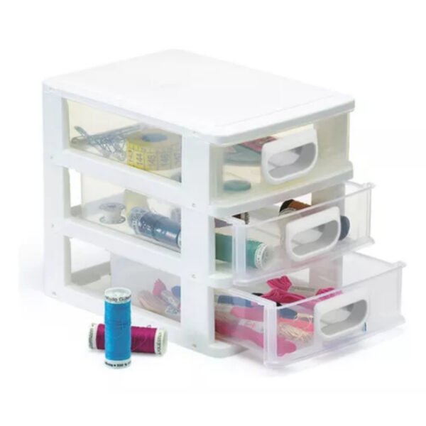 Mini Gaveteiro Organizador Bijouterias, Maquiagem, Linhas, Remédios - 3 Gavetas - 15cm x 14cm x 13cm - Image 5