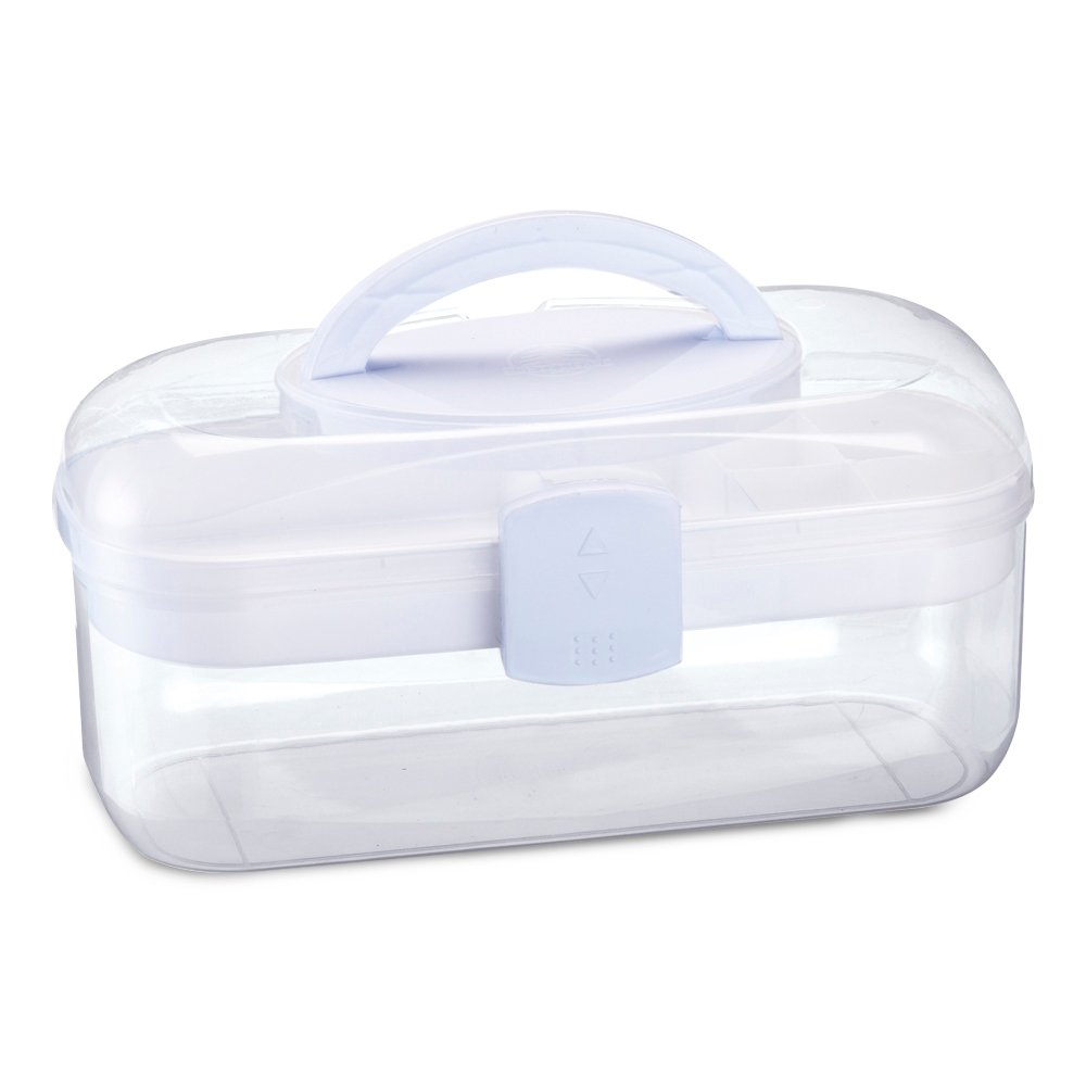 Maleta Plástica Organizadora Multiuso com Alça e Bandeja Interna – 6 Divisórias