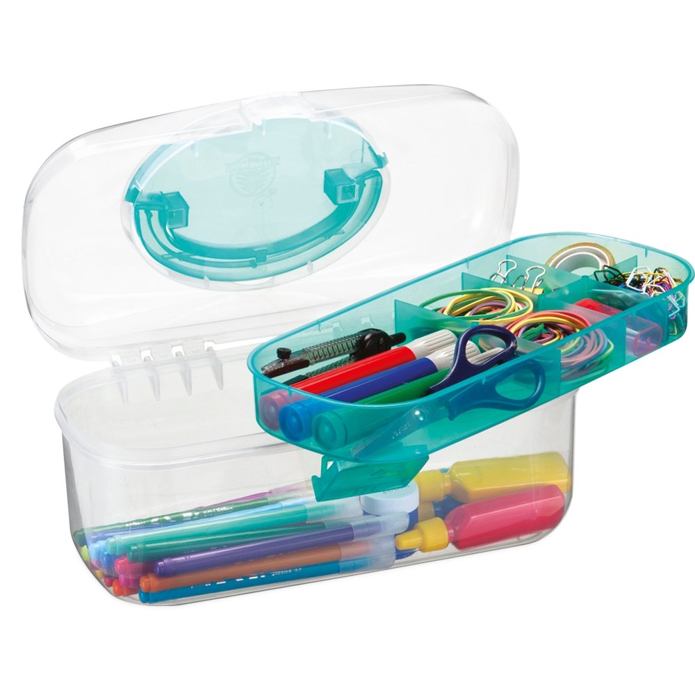 Maleta Plástica Organizadora Multiuso com Alça e Bandeja Interna – 6 Divisórias - Image 3