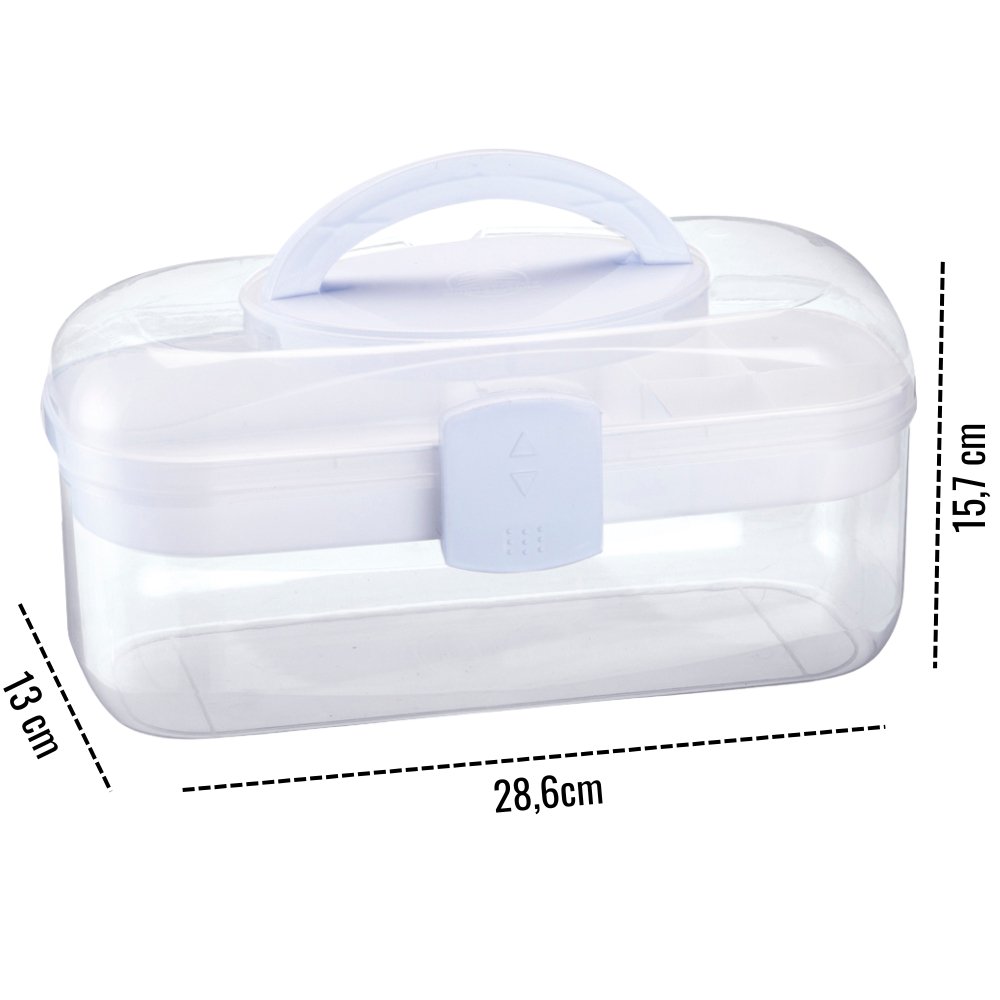 Maleta Plástica Organizadora Multiuso com Alça e Bandeja Interna – 6 Divisórias - Image 4